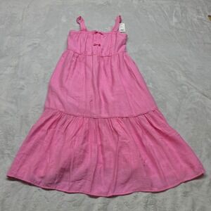Abercrombie Kids Tiered Maxi‎ Girls Dress 13/14 Pink Smocked Bow